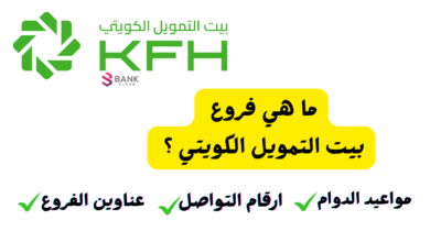 فروع بيت التمويل الكويتي : العناوين وأوقات العمل في 40 فرع